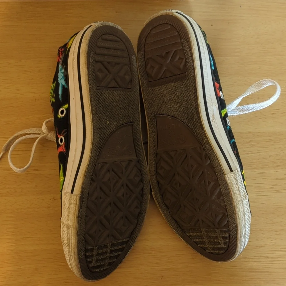 Converse Kids Sneakers with Dinosaur Print - Black and Multicolor